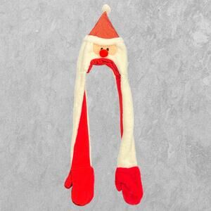 Glitter Santa Hat Scarf Gloves Mittens Three in One Winer Christmas Cozy Adult